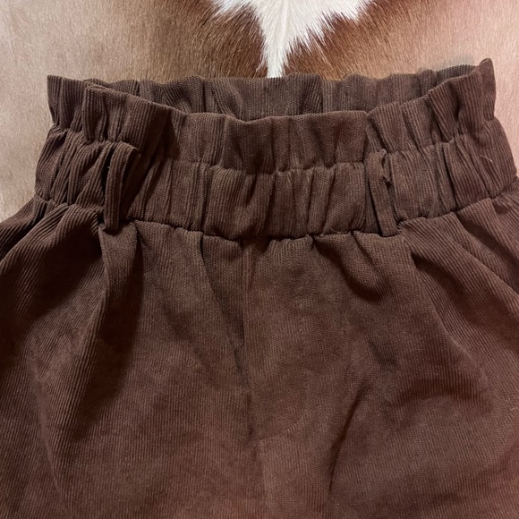 ROMWE fairycore high waist paper bag corduroy shorts - Picture 5 of 15